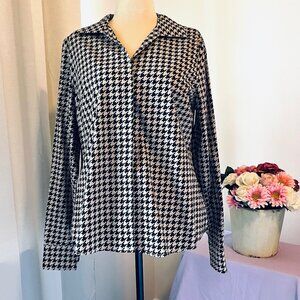 The Limited Houndstooth Blouse in Beige/Black (XL) New With Tags